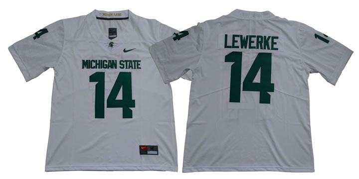 Michigan State Spartans #14 Brian Lewerke White Nike College Football Jersey
